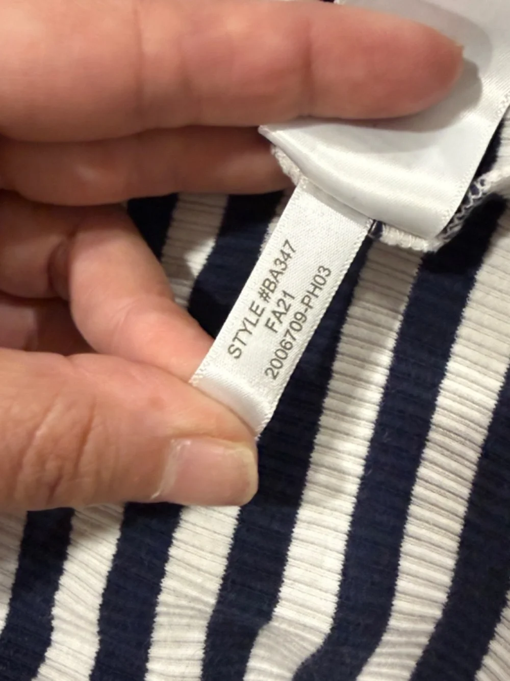 J. Crew Navy and White Stripe Ribbed Stretch Square Neck Top Size Extra Large